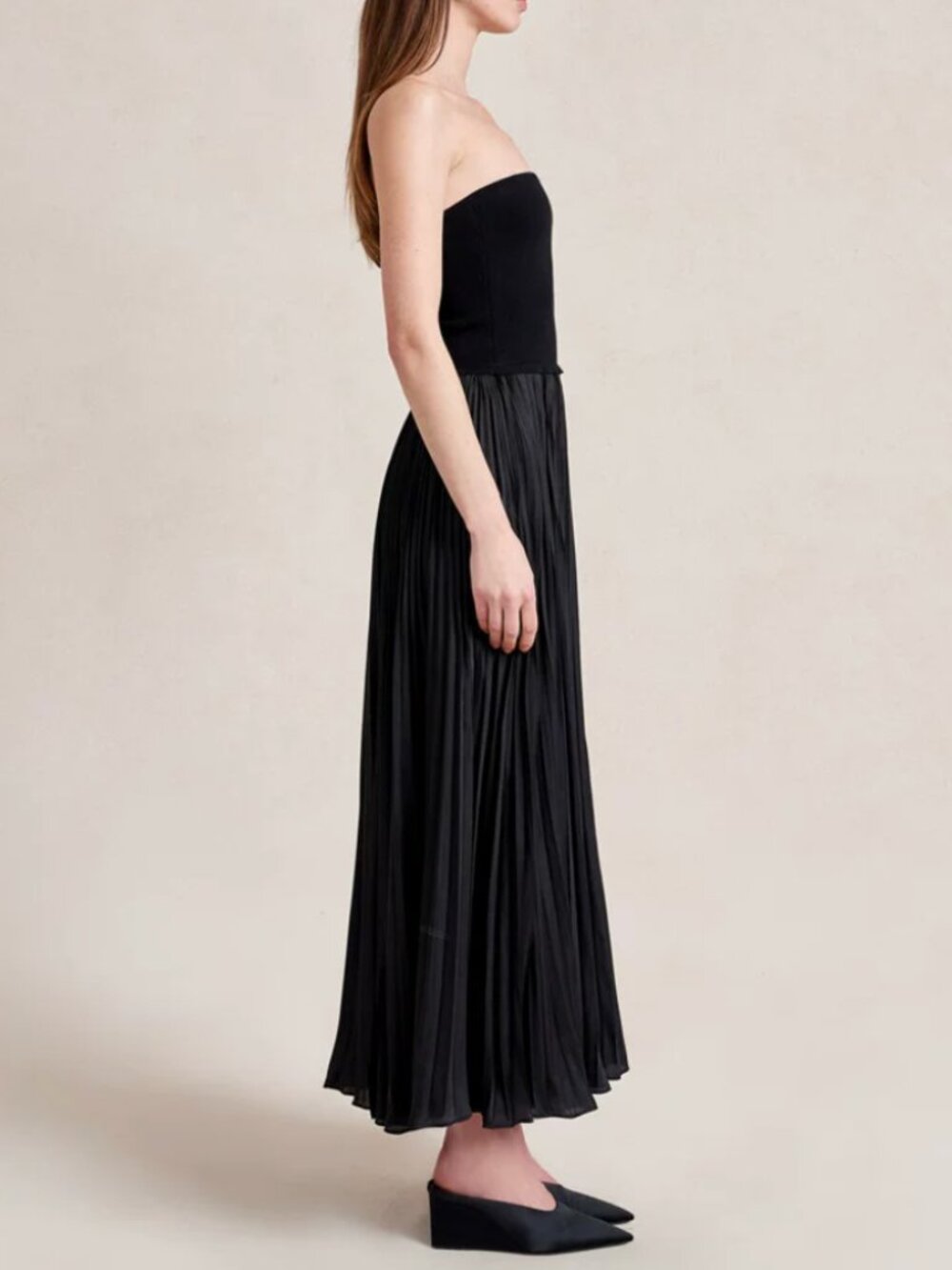 La Ligne Estelle Midi Dress Small Black Noir Classic Stretch - Picture 4 of 9